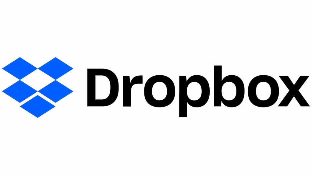 Logo Dropbox sur fond transparent.